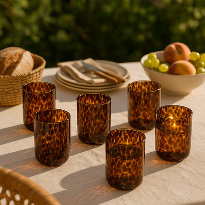 Lot de 6 verres ambre effet écaille GINA