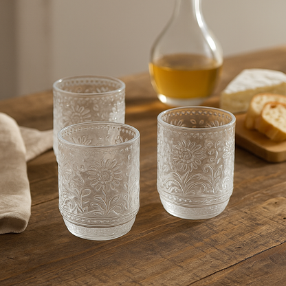 Set de verres transparents à motifs floraux (6 Unités)