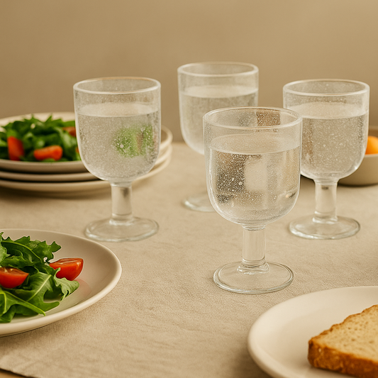 Set de 6 verres à pied transparents effet bullé GIULIA