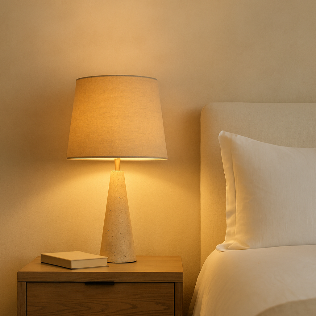 Lampe en marbre naturel et lin RIVIERA