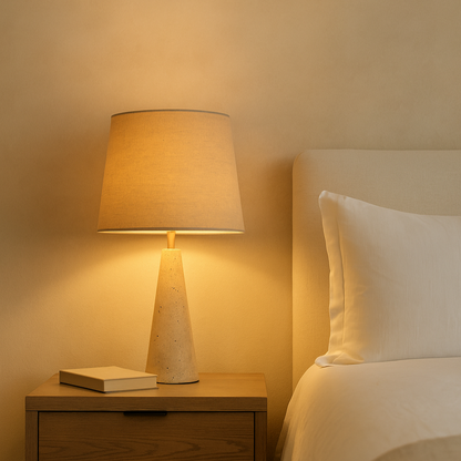 Lampe en marbre naturel et lin RIVIERA