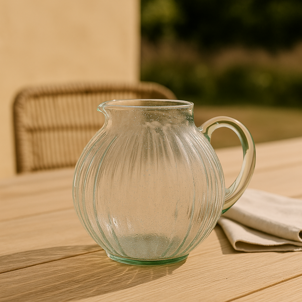 Pichet en verre soufflé vert GARANCE