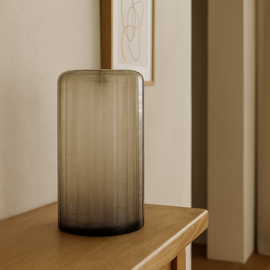 Vase nervure fumé gris MILO