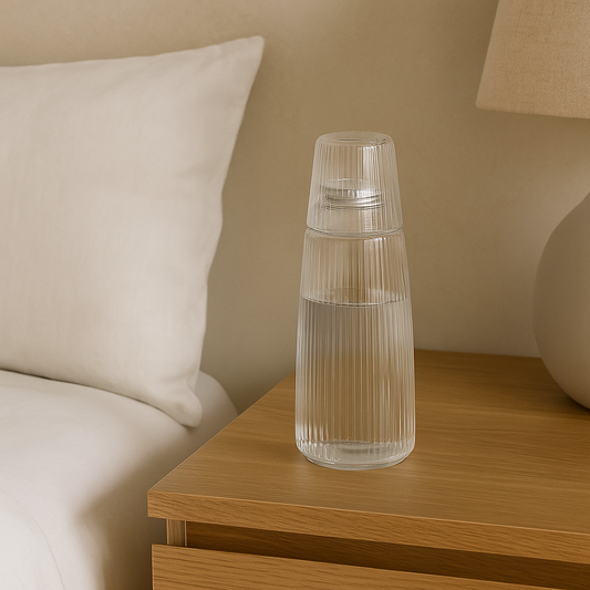 Bouteille d’eau en verre strié avec verre intégré CLARA