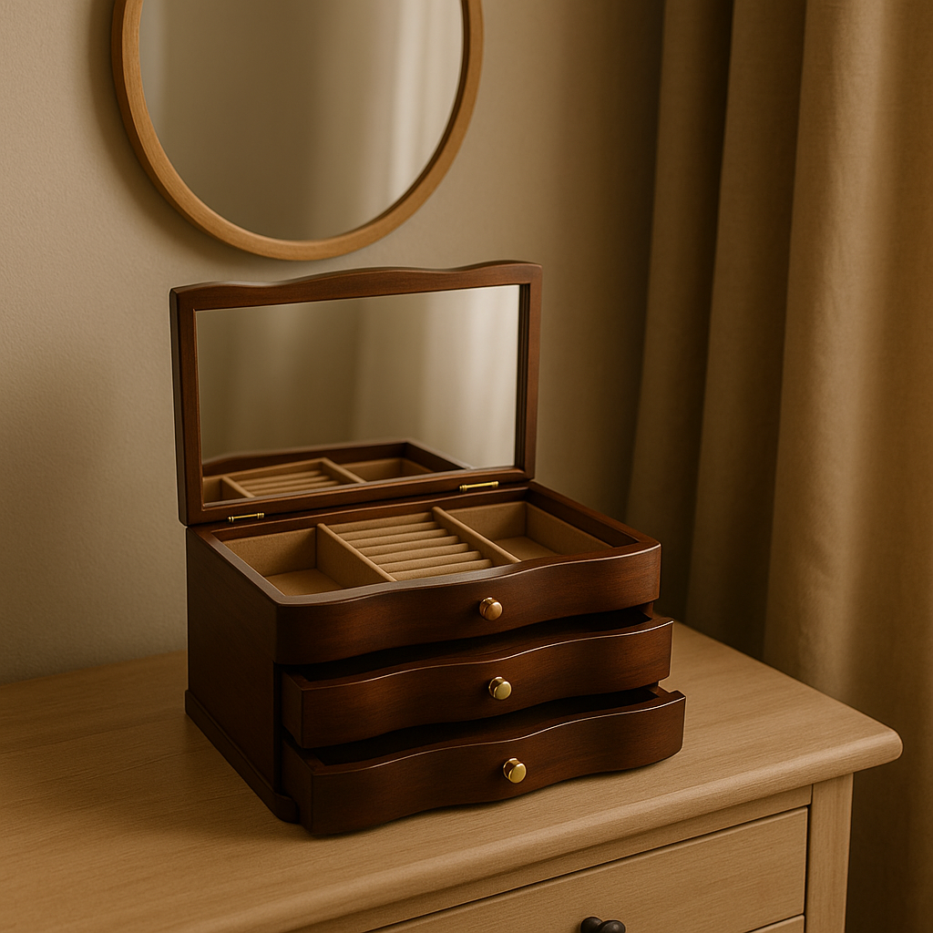 Boîte à Bijoux Élisa en Bois Foncé