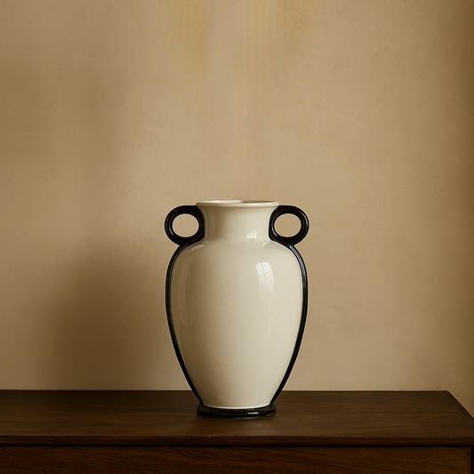 Vase en céramique bicolore blanc et noir VASOR L