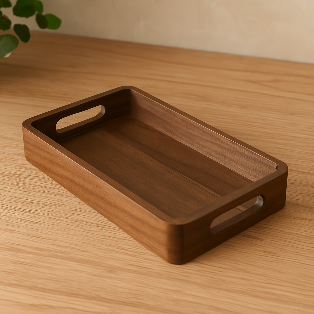 Plateau rectangulaire en bois d'acacia aux bords arrondis ALAIN
