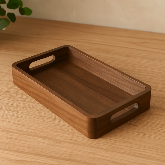 Plateau rectangulaire en bois d'acacia aux bords arrondis ALAIN