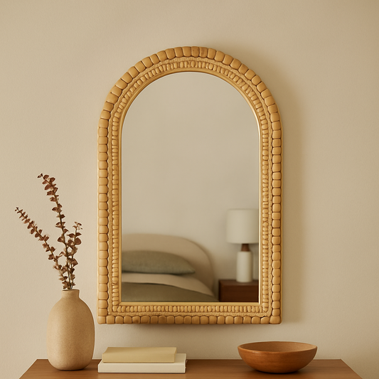 Miroir mural en rotin naturel