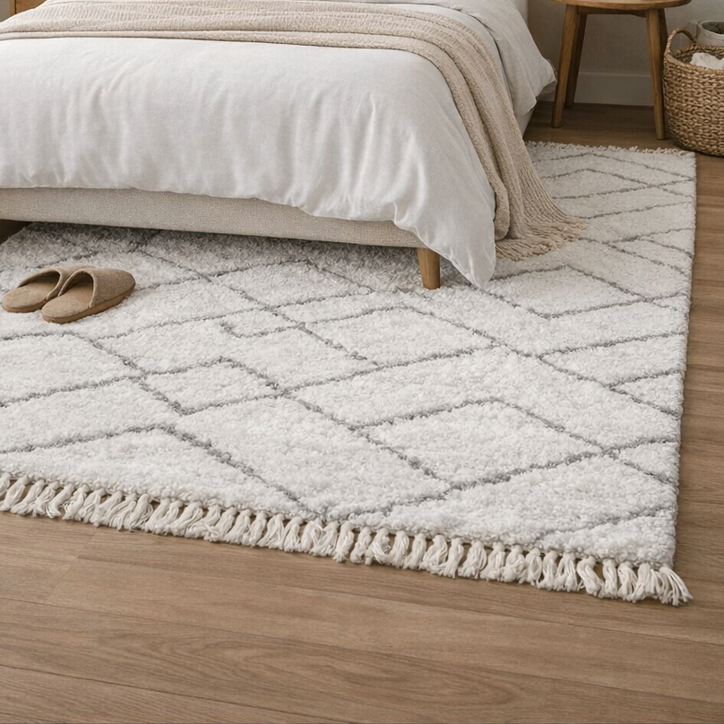 Tapis Blanc et Gris Losanges -  120 x 180