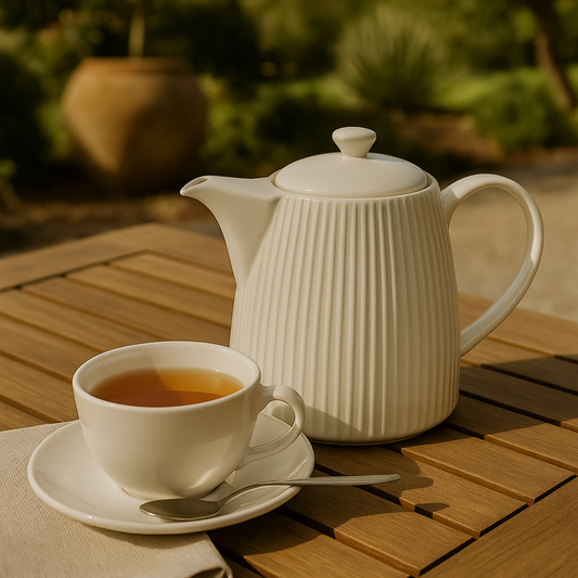 Théière en porcelaine blanche nervurée ÉMILIE