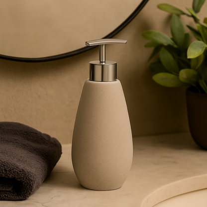 Distributeur de savon en résine beige LUVO