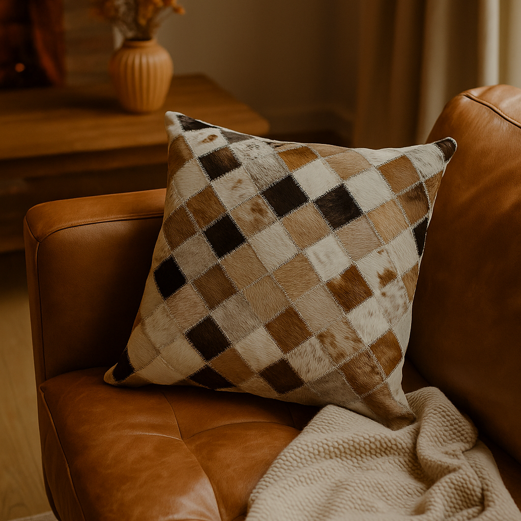 Coussin patchwork animalier