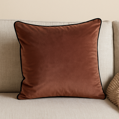 Coussin en velours rose poudré