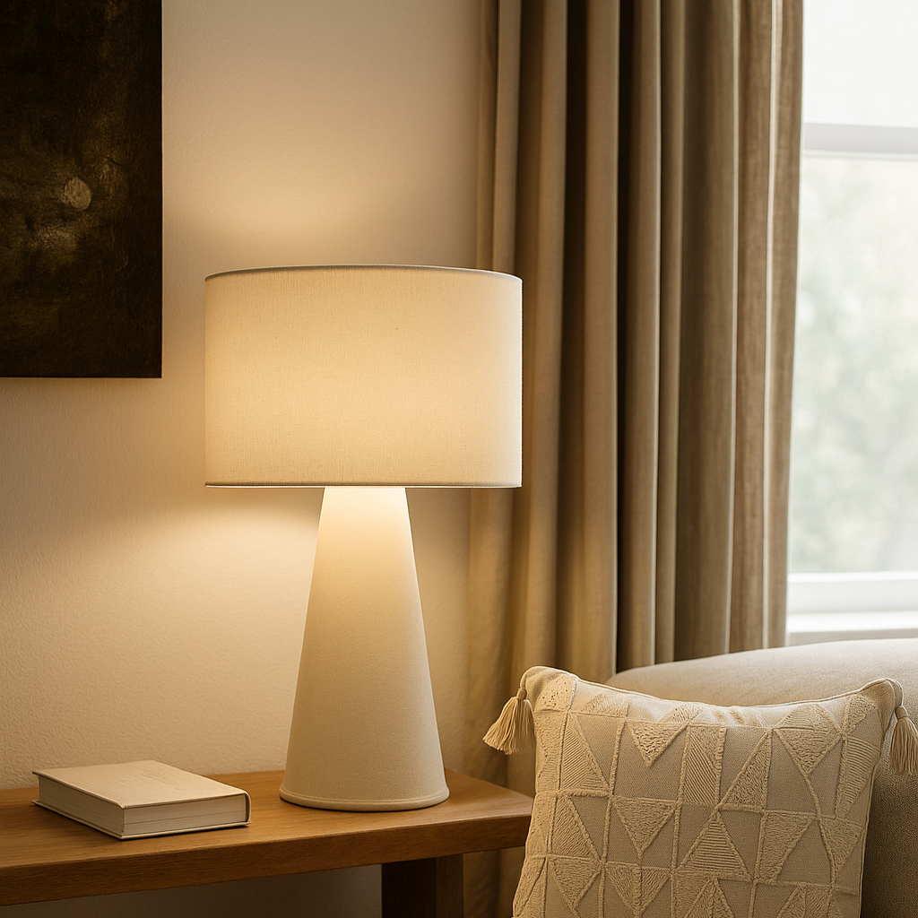 Lampe de table en tissu beige ALMA