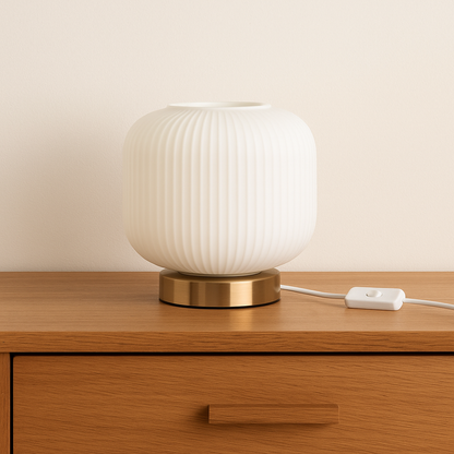 Lampe en verre nervuré & base laiton ASTRÉE