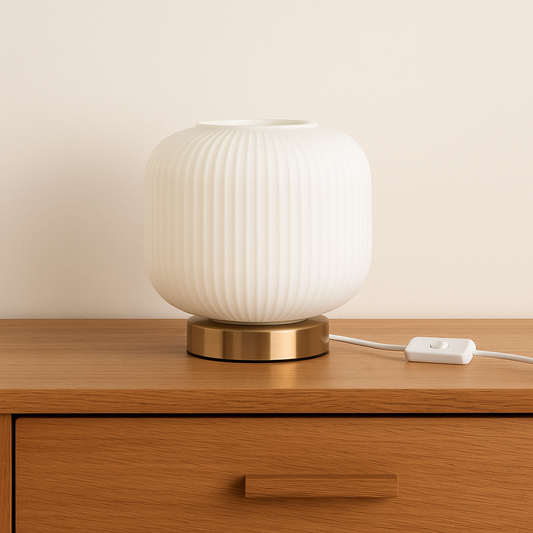 Lampe en verre nervuré & base laiton ASTRÉE