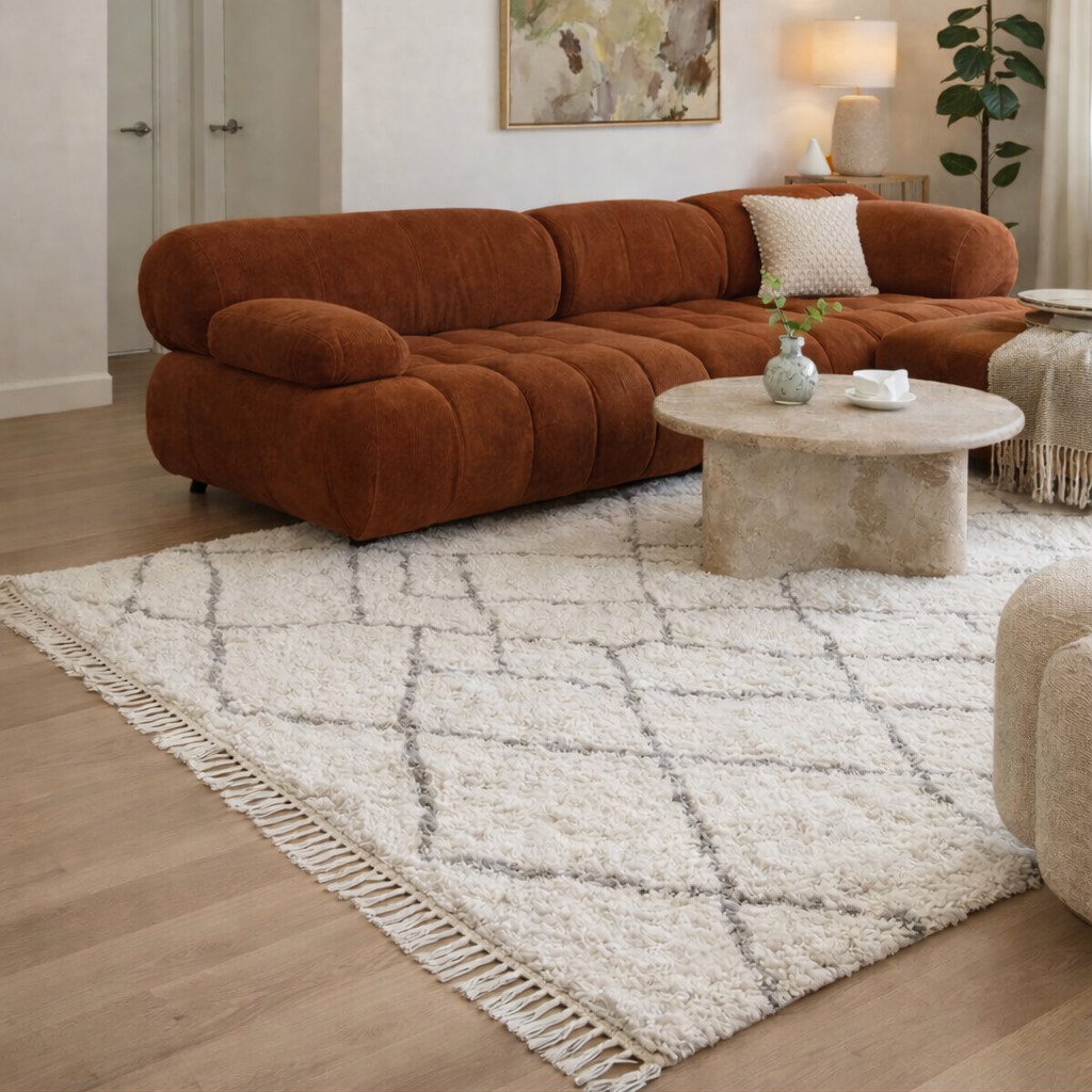 Tapis Blanc et Gris Losanges -  120 x 180