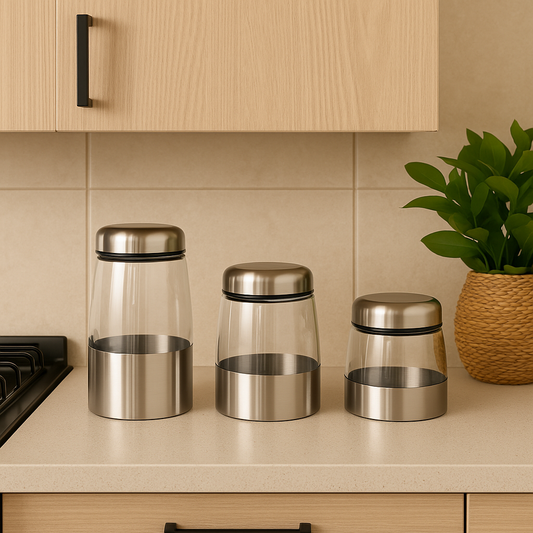 Set de bocaux verre et acier inoxydable KIANA (3 pièces)
