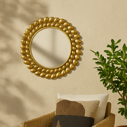 Miroir rond doré décoratif en fer SOLÈNE