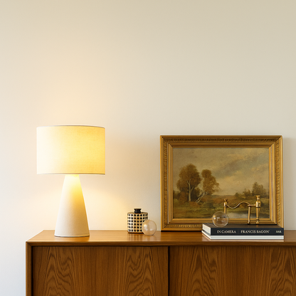 Lampe de table en tissu beige ALMA