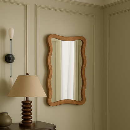 Miroir ondulé en bois de manguier
