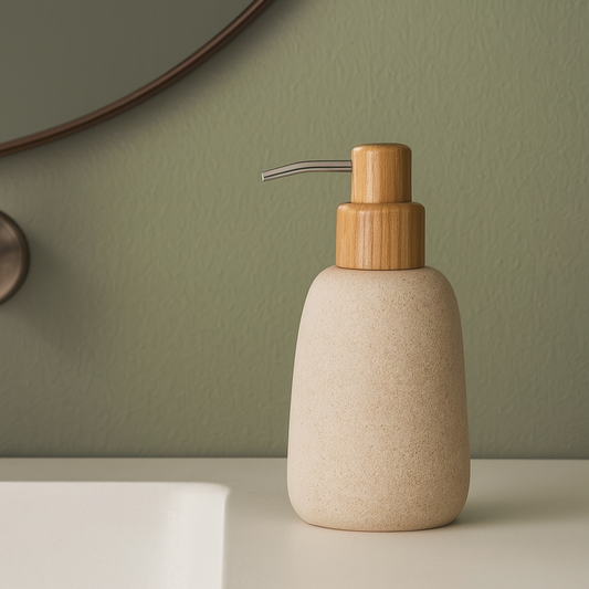 Distributeur de savon en grès et bois ANDREA