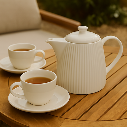 Théière en porcelaine blanche nervurée ÉMILIE