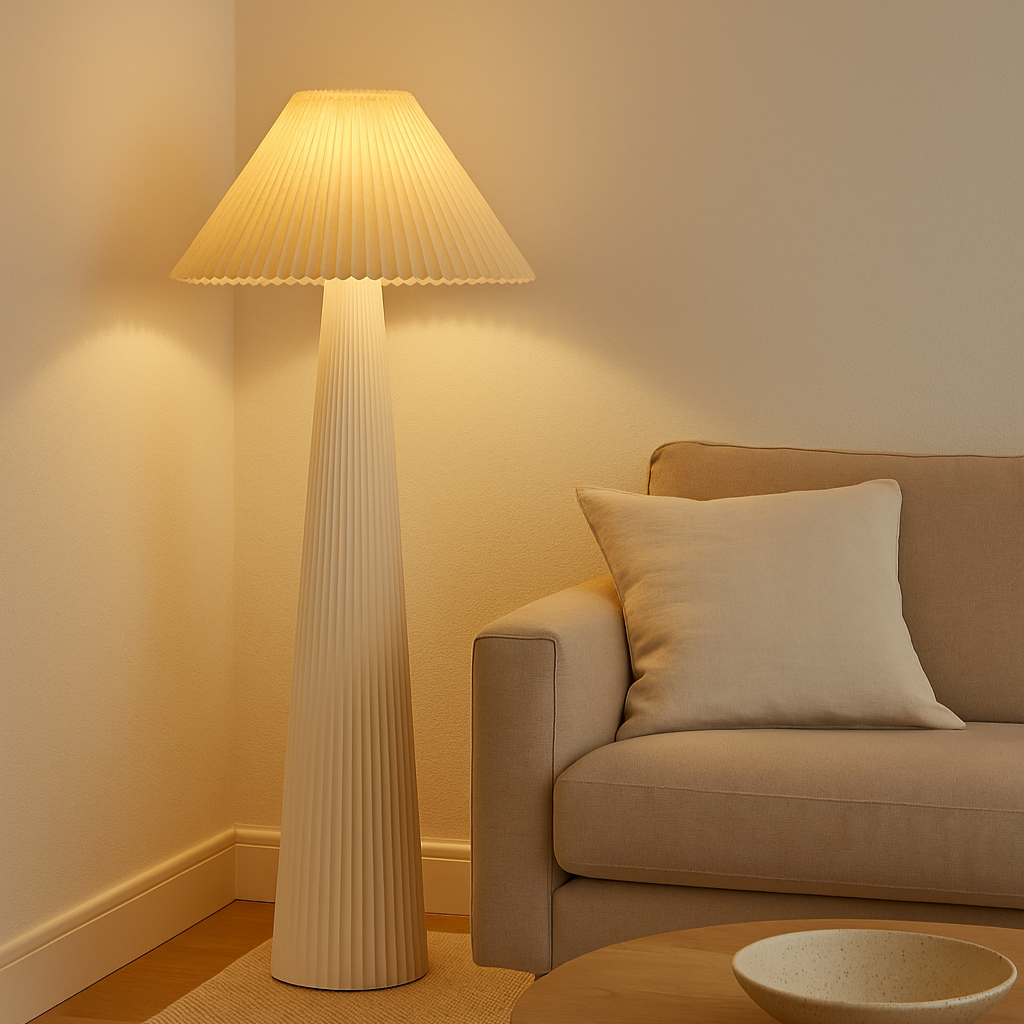 Lampadaire plissé crème CONSTANCE