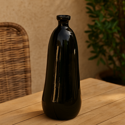 Vase dame jeanne en verre recyclé noir JULIE