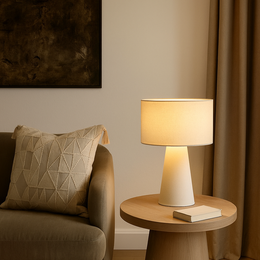 Lampe de table en tissu beige ALMA