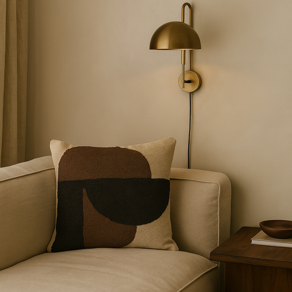 Coussin texturé beige en coton texturé carré CLEM
