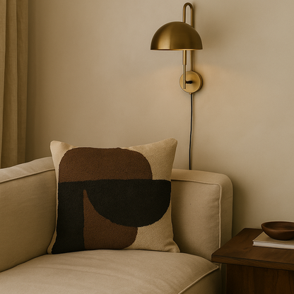 Coussin texturé beige en coton texturé carré CLEM