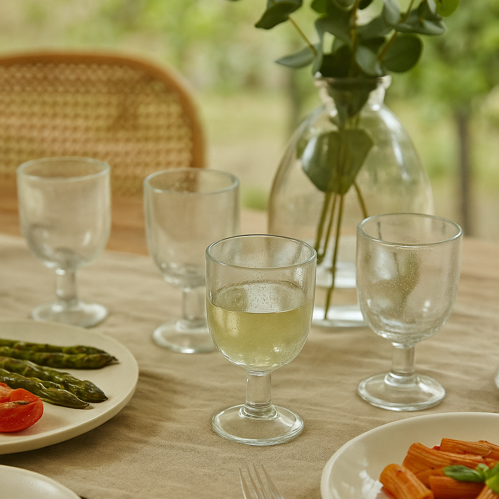 Set de 6 verres à pied transparents effet bullé GIULIA