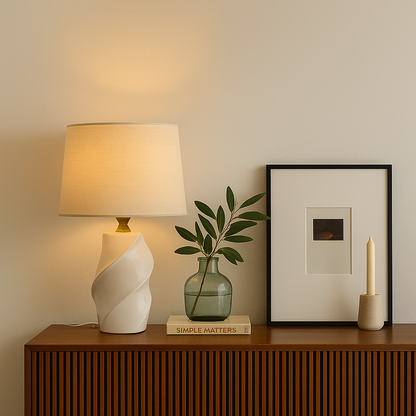 Lampe à poser design en céramique blanche ELÉA