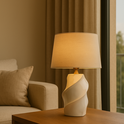 Lampe à poser design en céramique blanche ELÉA
