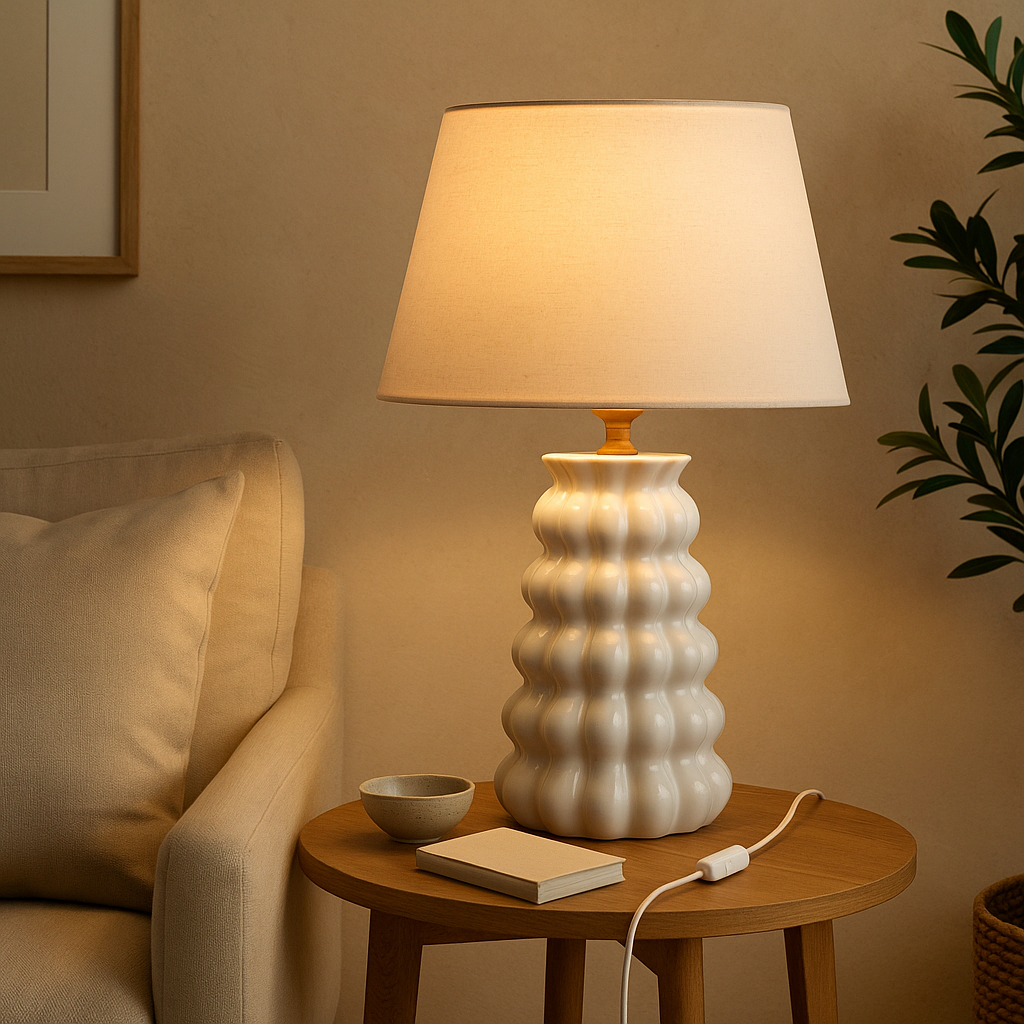 Lampe de bureau en céramique blanche