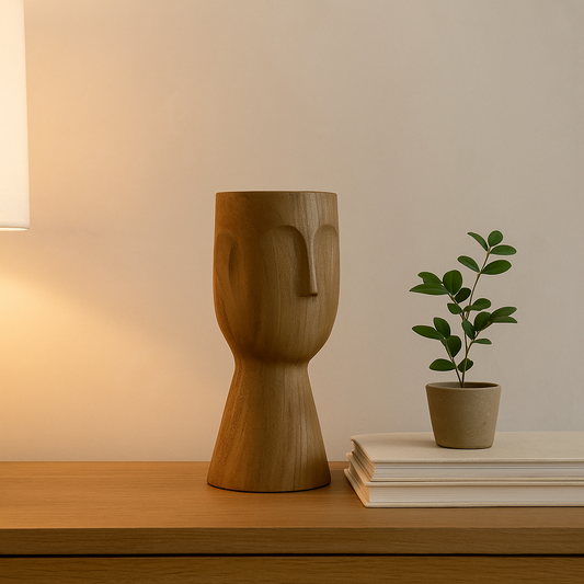 Vase sculpture visage