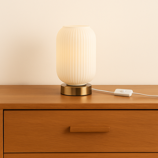 Lampe en verre nervuré & base laiton ASTRE