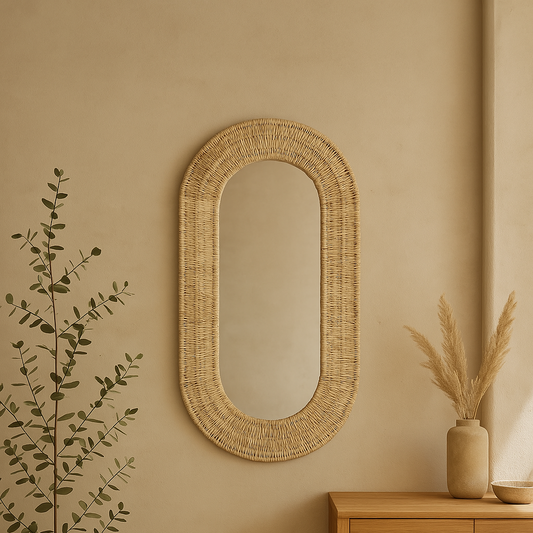 Miroir oval en fibre tressée MILAN