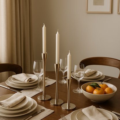 Set de 3 bougeoirs en aluminium argenté
