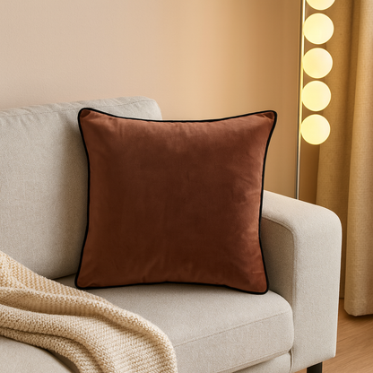 Coussin en velours rose poudré