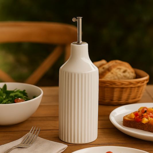 Huilier blanc en porcelaine striée KALEN