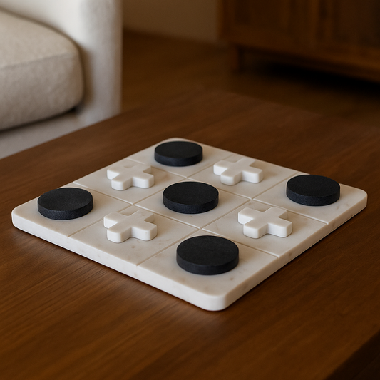 Jeu de morpion en pierres noir et blanc – Arthur