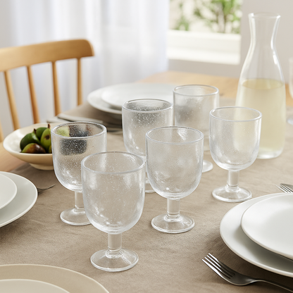 Set de 6 verres à pied transparents effet bullé GIULIA