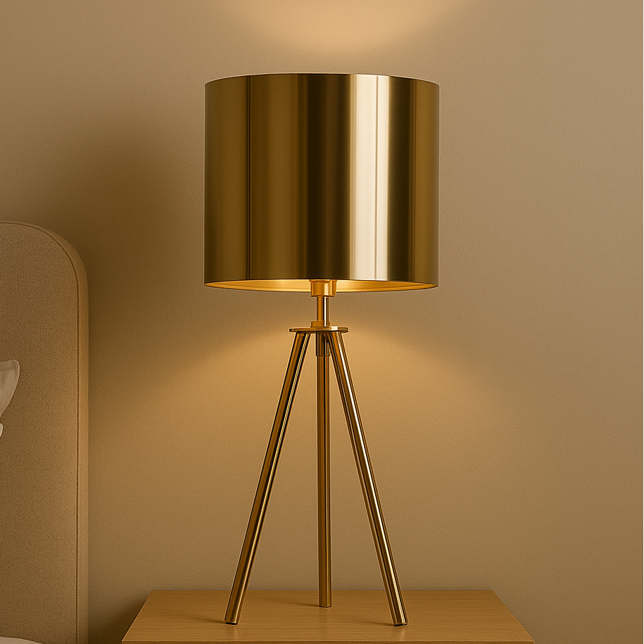 Lampe sur pieds dorée