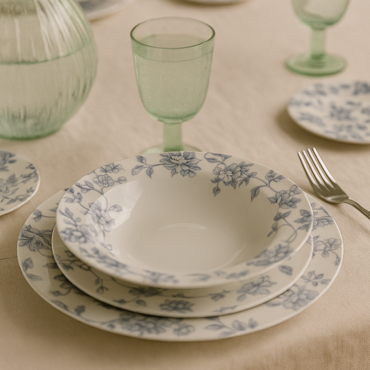 Service de vaisselle porcelaine florale EDELIS