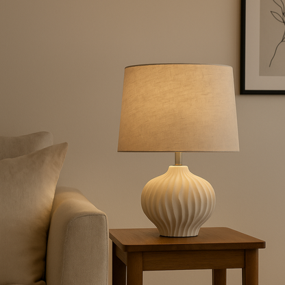 Lampe au pied ondulé beige ANIA