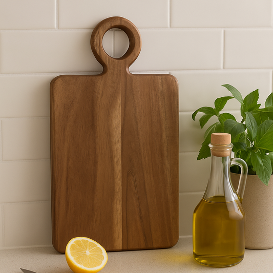 Planche à découper en bois d'acacia avec anse ronde ELORA