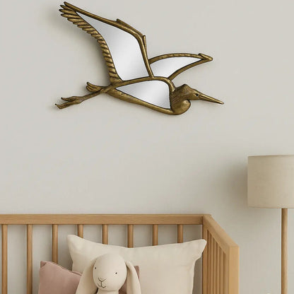 Miroir décoratif oiseau doré